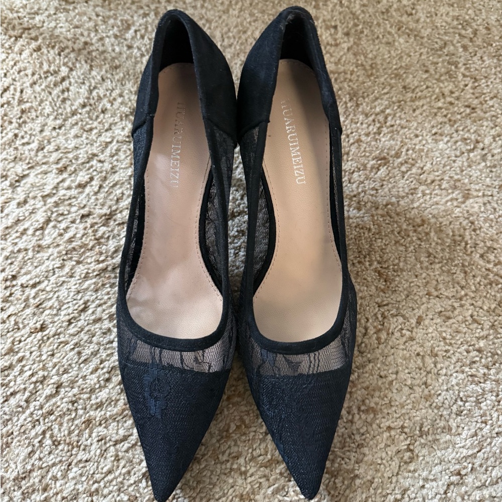 Black Lace Pointed Toe Heels